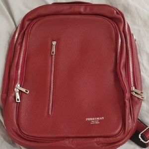 Persaman New York Leather Backpack with Silver Accents